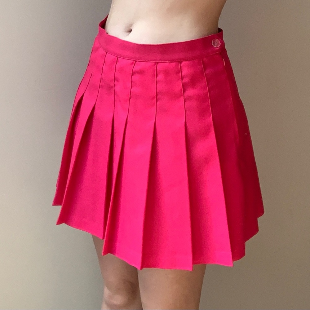 Los Angeles Apparel Pleated Hot Pink Tennis Skirt